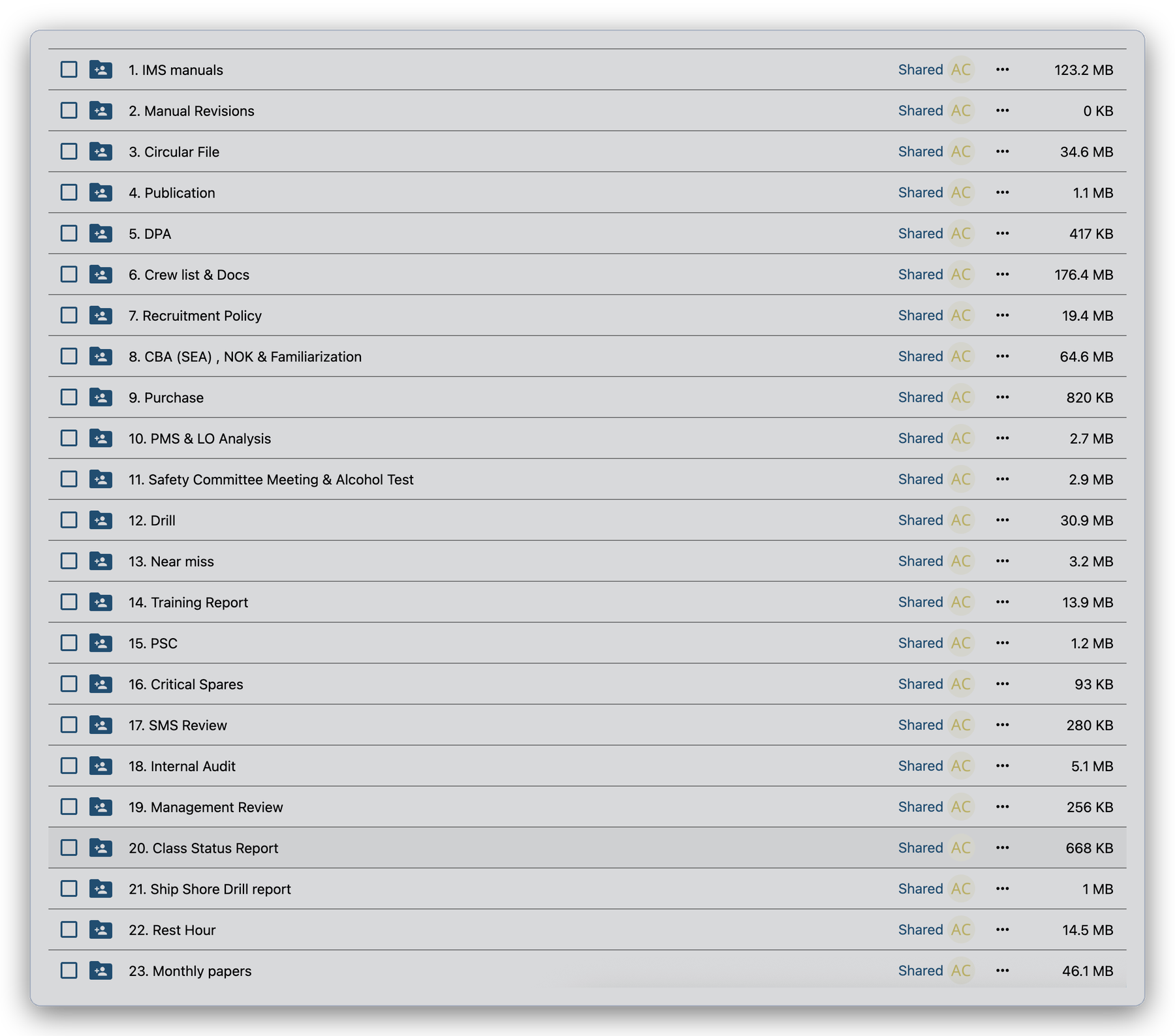 Audit evidence pack exported as folders sorted by category